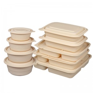Biologiskt nedbrytbar matbehållare Miljövänliga lunchlådor Takeaway Engångs majsstärkelse lunchlåda