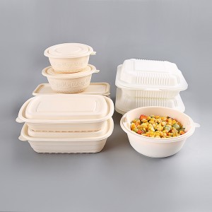 Biologiskt nedbrytbar snabbmatsförpackning av majsstärkelse med rektangulär häckad matcontainer lunchlåda nedbrytbar