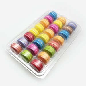 Anpassade storlekar macarons box 24 fack klart godisförpackningslådor blisterbox